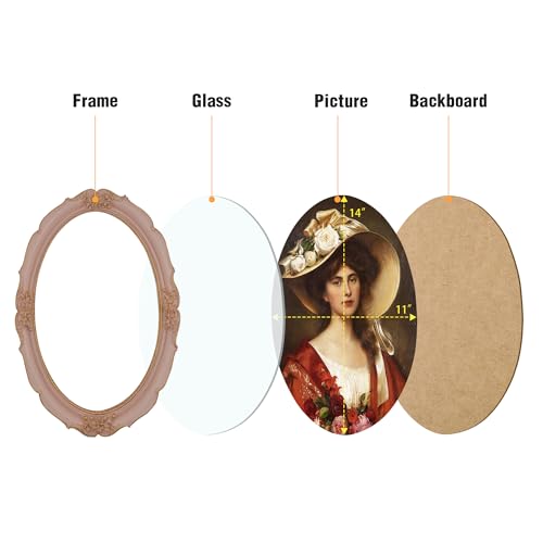 SIMON'S SHOP Oval Picture Frames 11x14, Vintage Picture Frames for Gallery Wall Display, Black Gothic Frame for 11 by 14 Posters