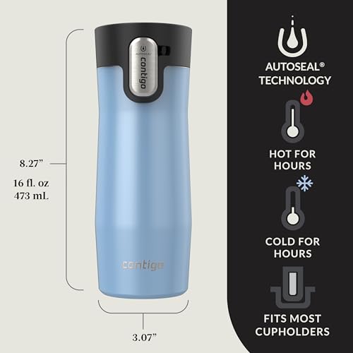 Contigo AUTOSEAL West Loop Vacuum-Insulated Stainless Steel Travel Mug with Easy-Clean Lid 20 oz Sake