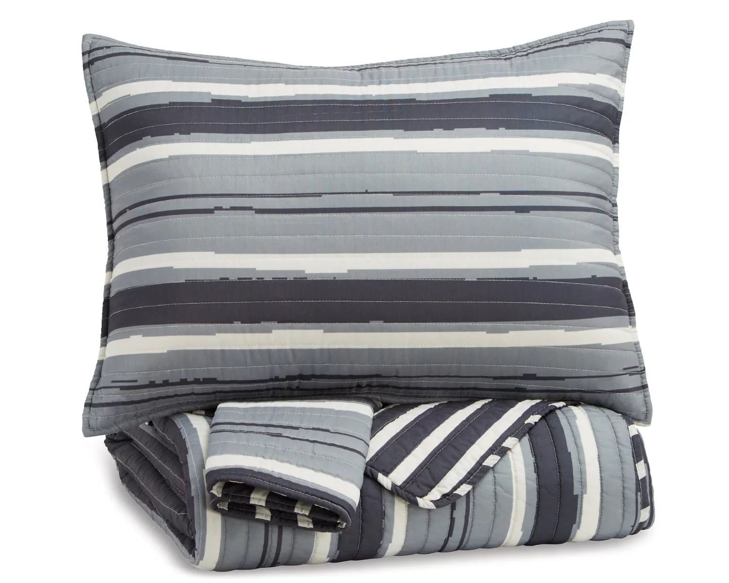 Signature Design by Ashley Youth Merlin 3-Piece Full Coverlet Set  Gray/Cream