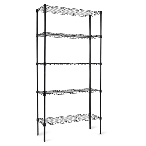 Amazon Basics 5-Shelf Adjustable Heavy Duty Steel Wire Rack Storage Shelving Organizer for Kitchen, Garage, 36
