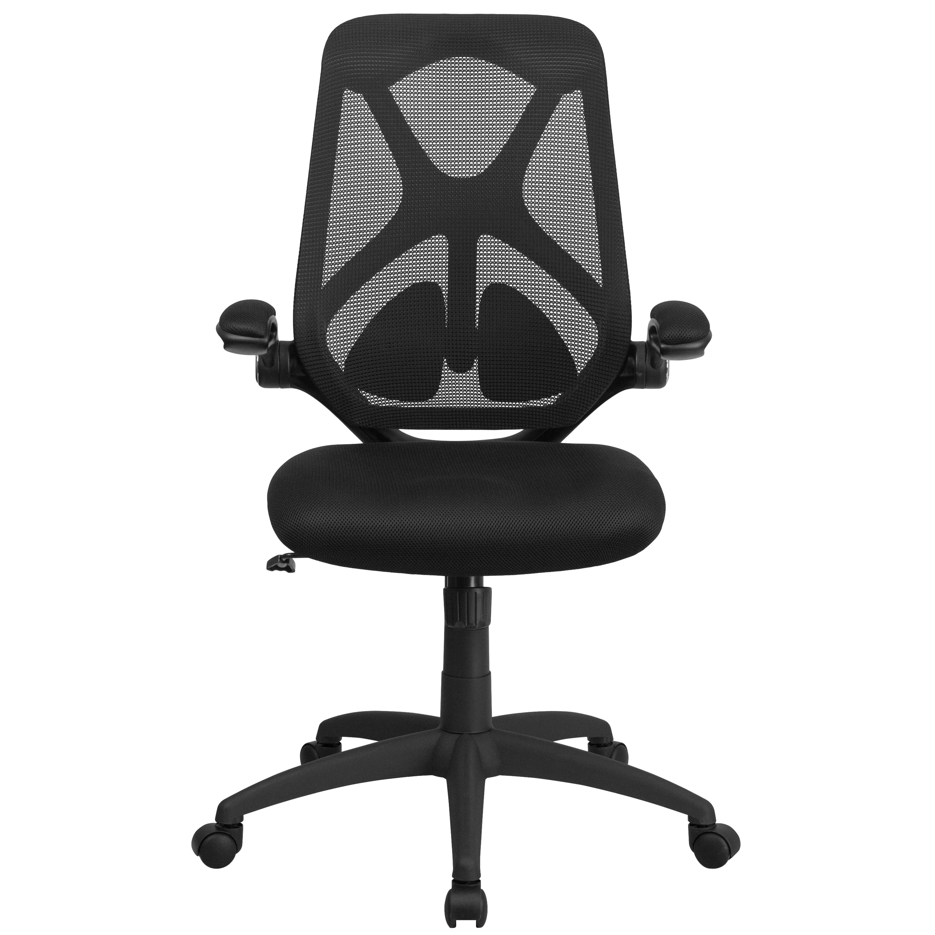 Flash Furniture Kimble High Back Black Mesh Executive Swivel Ergonomic Office Chair with Adjustable Lumbar, 2-Paddle Control and Flip-Up Arms