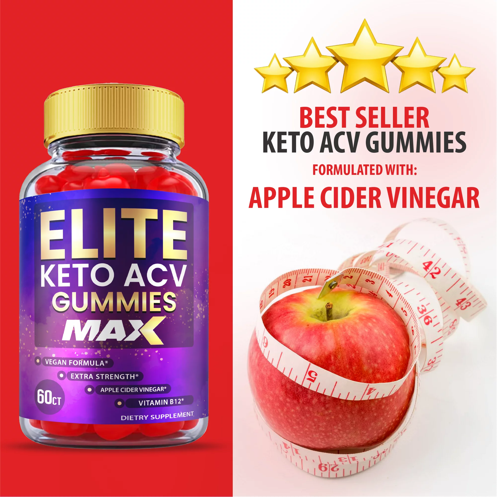 (3 Pack) Keto Elite Max Plus ACV Gummies (180 Gummies)