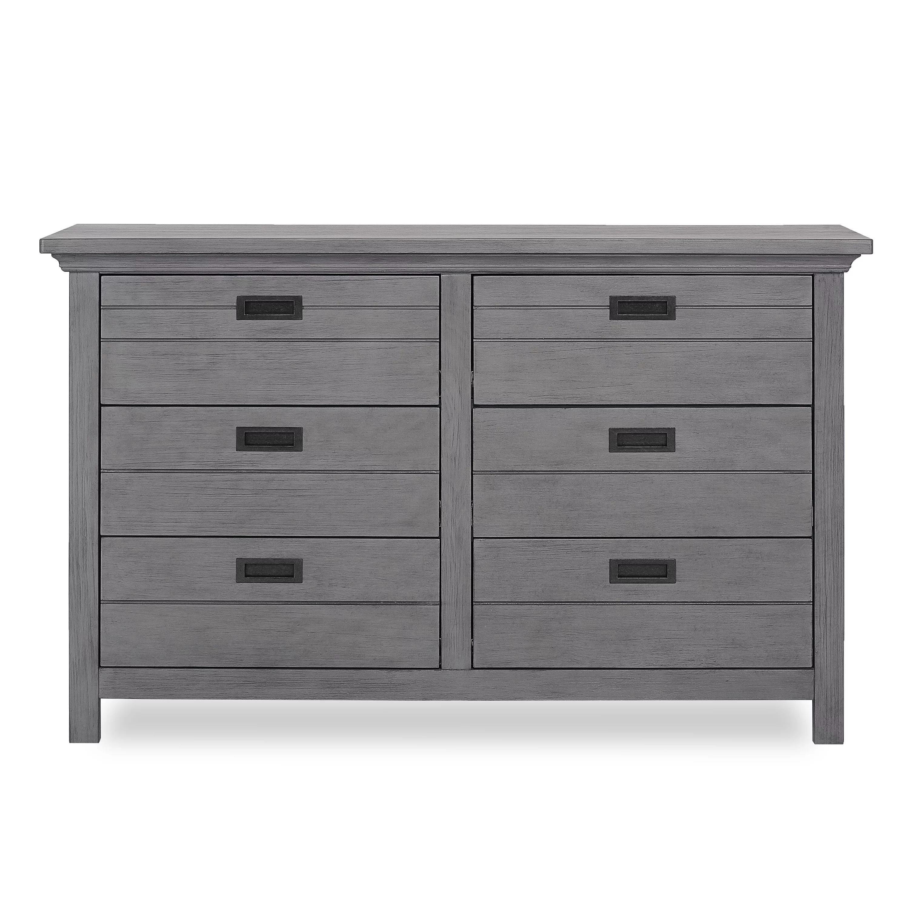 Evolur Waverly 6 Drawer Double Dresser Rustic Gray
