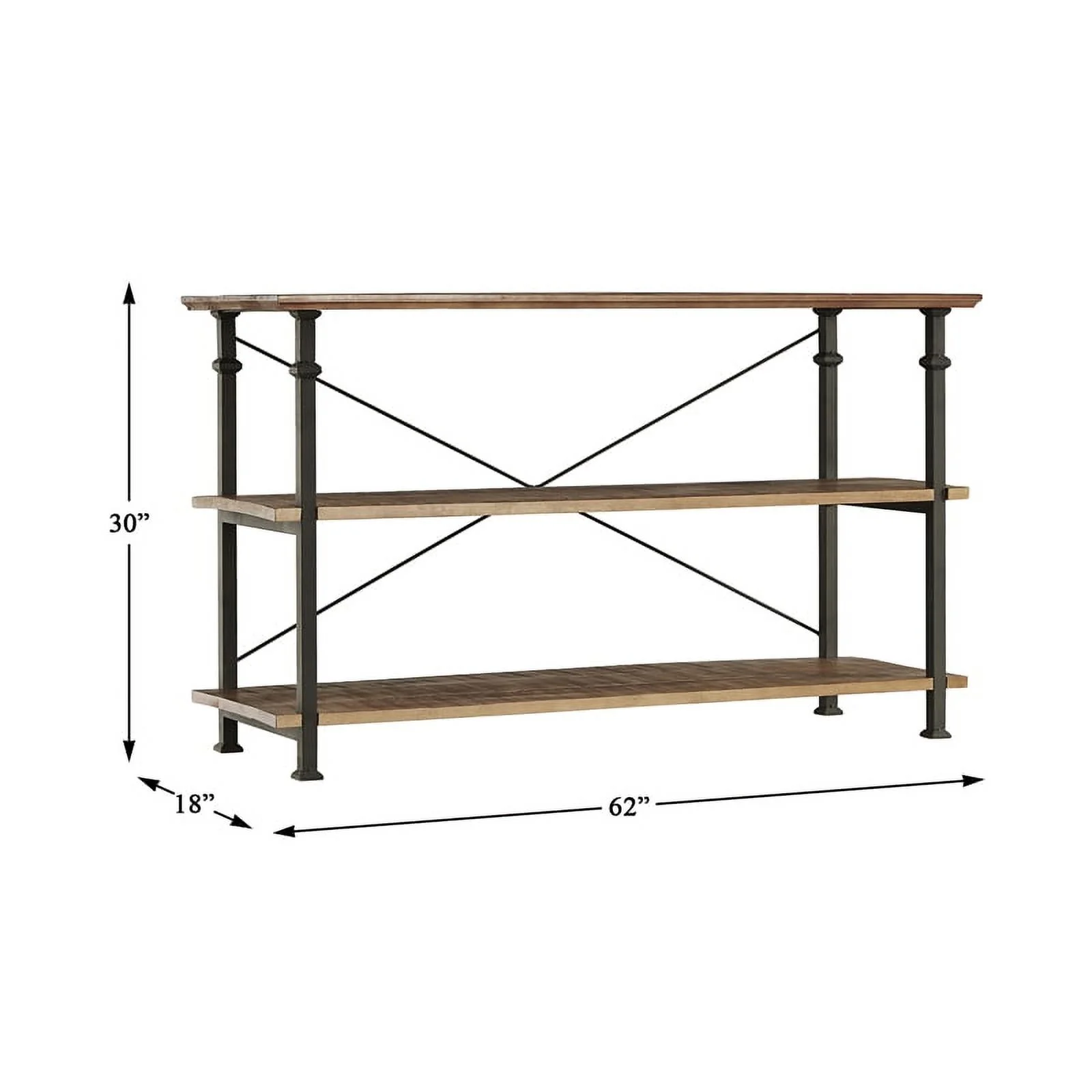Homelegance Rustic Modern Wood Metal Sofa Table TV Stand Console Unit, Black