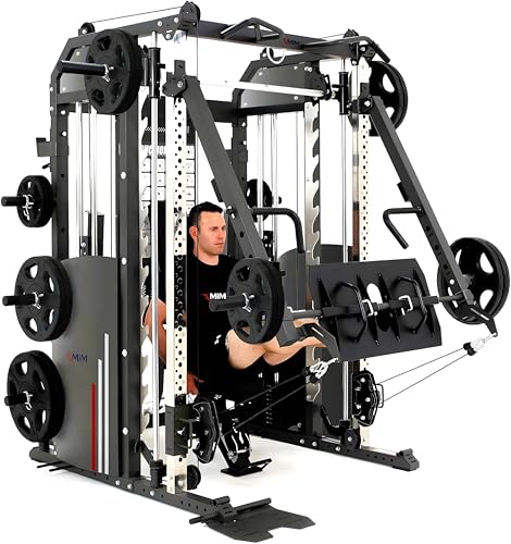 MiM USA Hercules EX Commercial All in One Gym Machine w/400 lb Weight Stack Jammer Arms Adj Bench Leg Press Leg Extension Arm Curl LAT Seat Complete Attachment