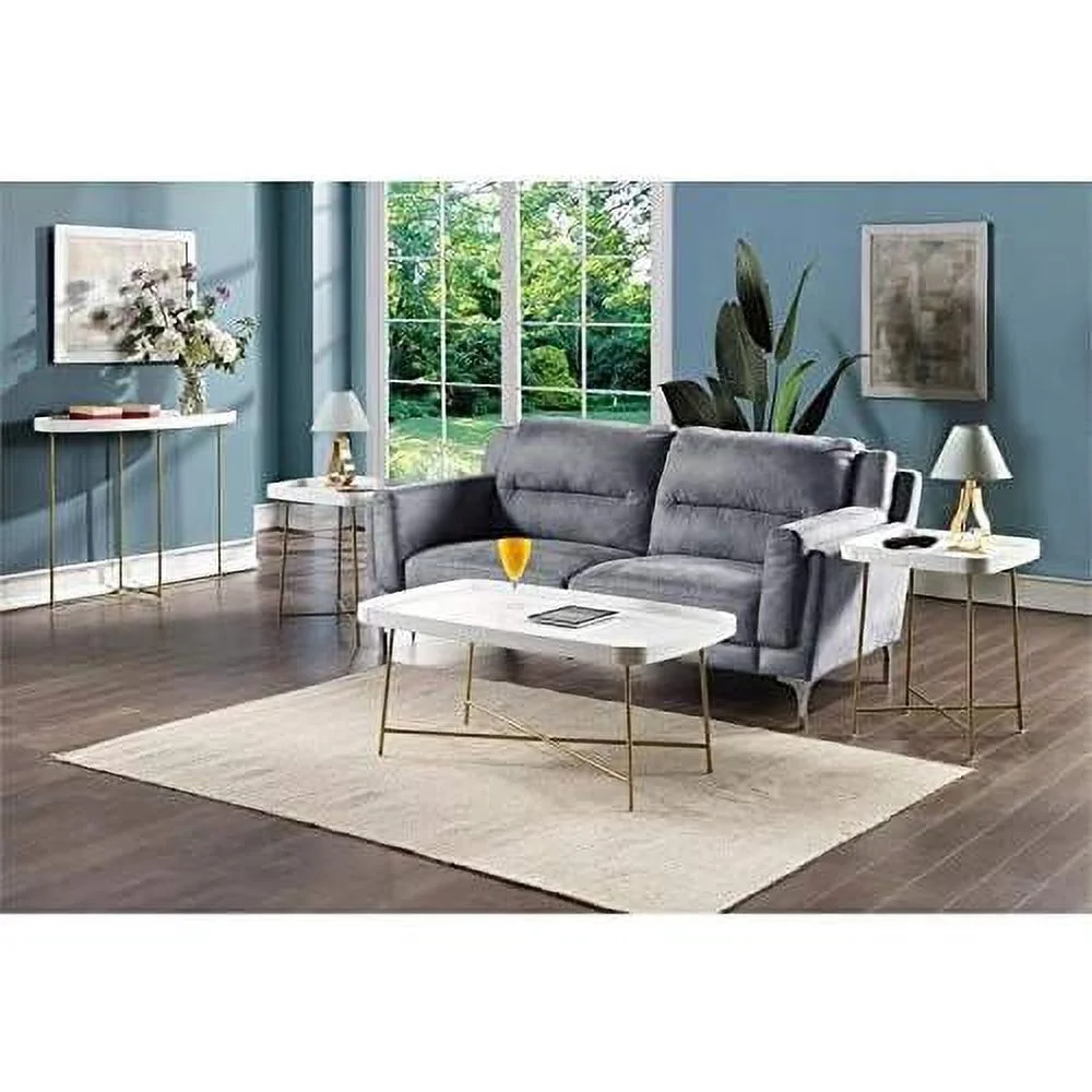 Coffee Table In White Wood Finish With X Legs