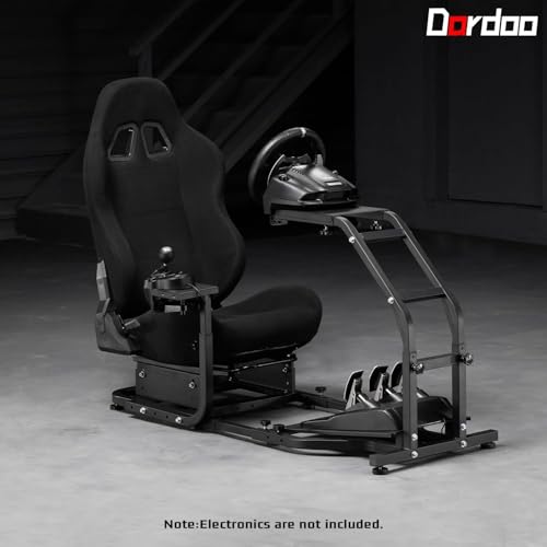 Dardoo G29 Racing Simulator Cockpit with Adjustable Race Seat Fits for Logitech G920 G923, Thrustmaster T150 T300RS GT Racing Steering Wheel Stand, Not Included Wheel Shifter and Pedals