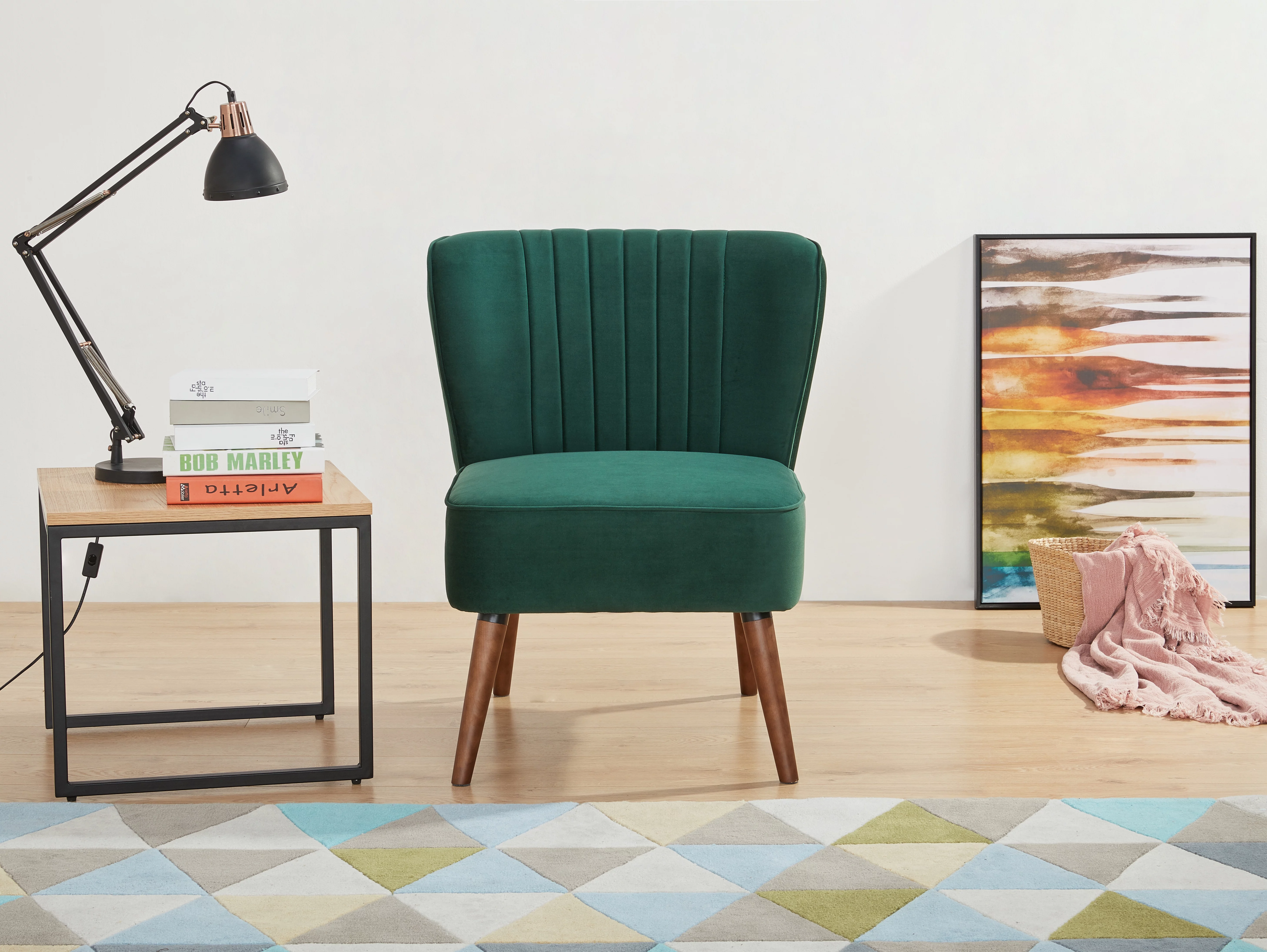 Artdeco Home Laguna Velvet Armless Chair, Green