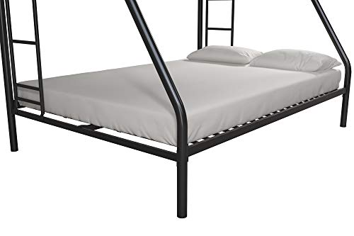 DHP Twin-Over-Futon Convertible Couch and Bed with Metal Frame, Ladder and Guardrails - Black