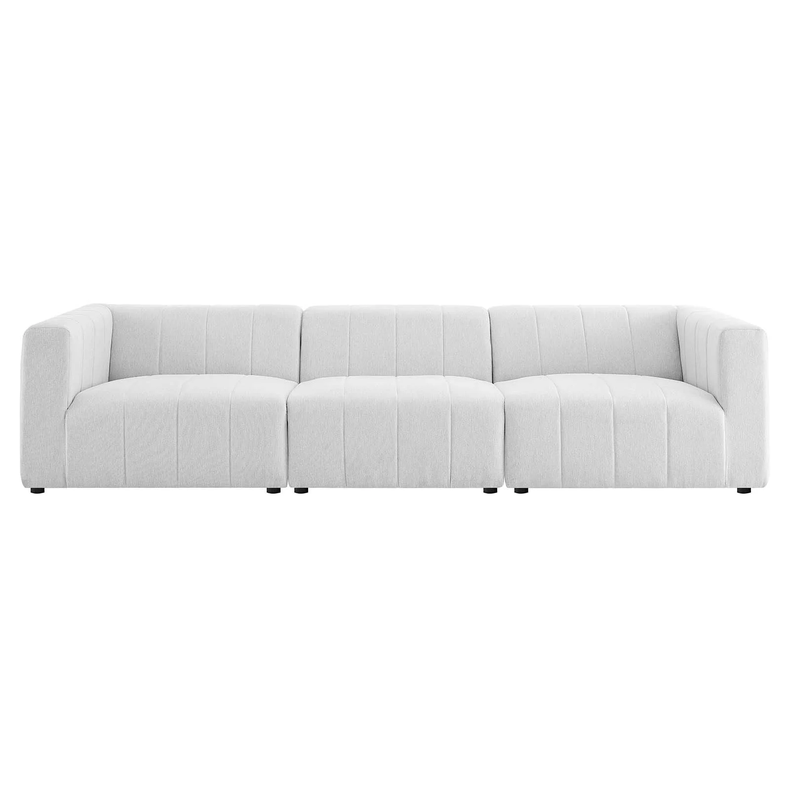 Modway Bartlett Upholstered Fabric 3-Piece Sofa in Ivory