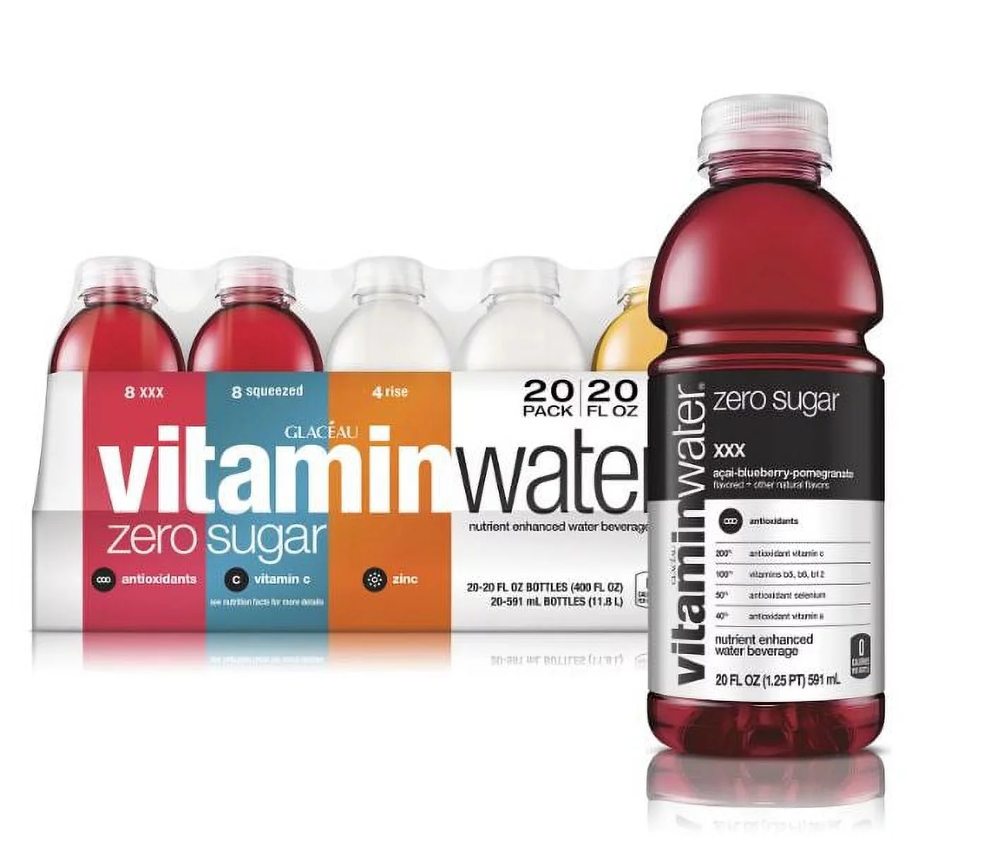 Glaceau Vitaminwater Zero Variety Pack Nutrient Enhanced Water (20 fl. oz., 20 pk.)