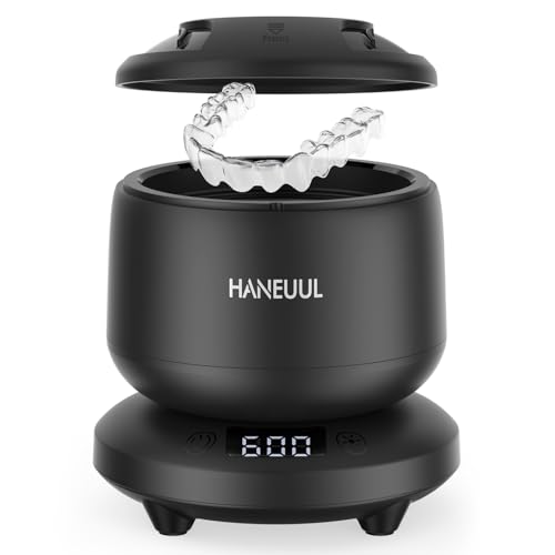 2025 Ultrasonic Retainer Cleaner for Dentures & Aligner, Durable Removable Base and Top Cover, Denture Cleaner Machine with 4 Modes for Mouth Guards, Jewelry, Rings, etc (White)