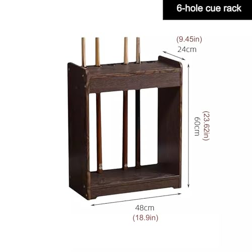 Wood Pool Cue Holder - 6 Hole Billiards Accessories for Game Room, Pool Table Cue Rack, Ideal for Billiard Players and Pool Clubs, Durable Cue Sticks Organizer