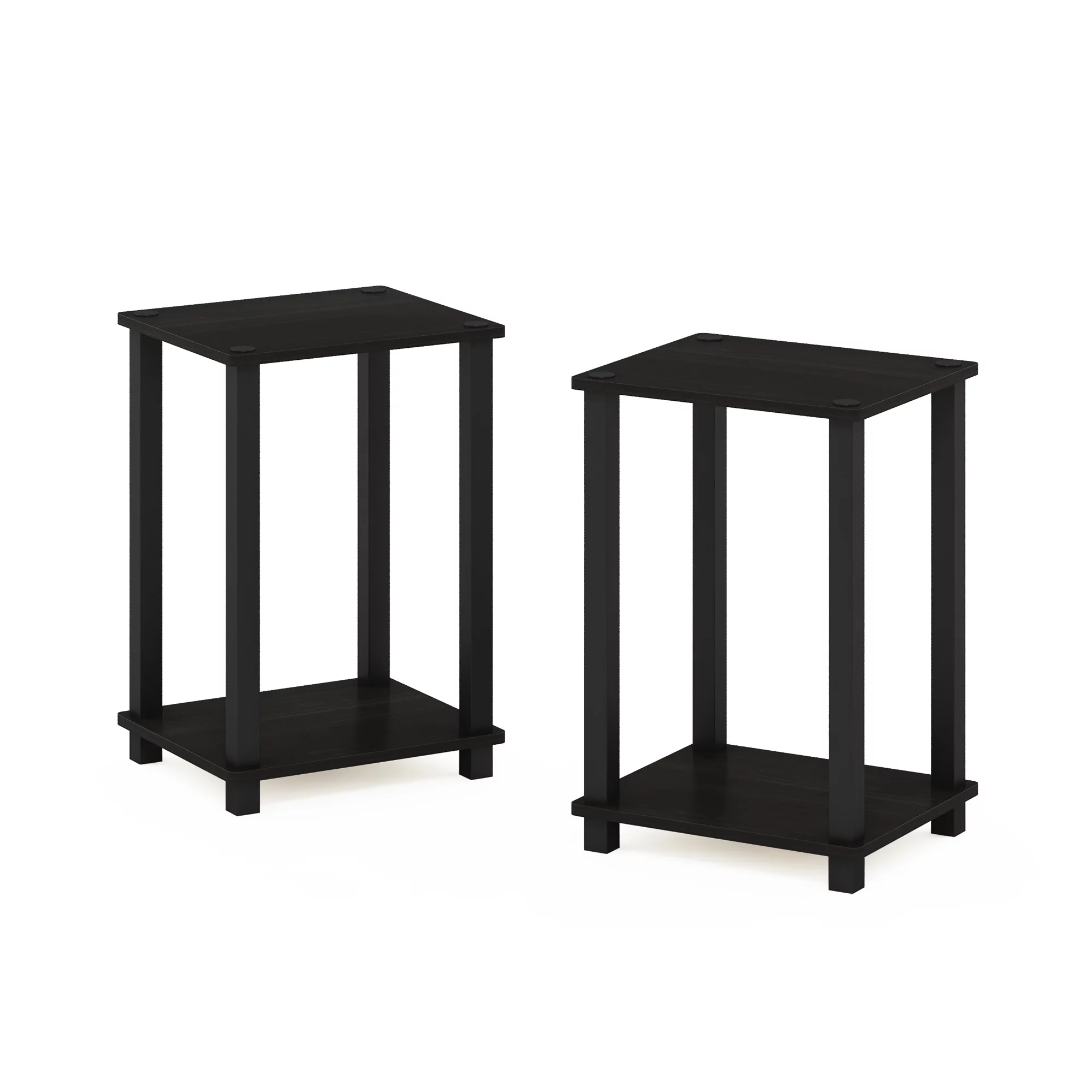 Furinno Simplistic End Table, Small, Set of 2, Espresso/Black