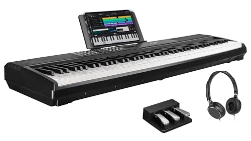 STRICH 88 Keys Weighted Keyboard Piano with Stand & Sustain Pedal, Hammer-Action Digital Piano, Full-size Electric Piano Keyboard Supports USB-MIDI/Wireless Connect, 15W×2 Built-In Speakers, SDP-120