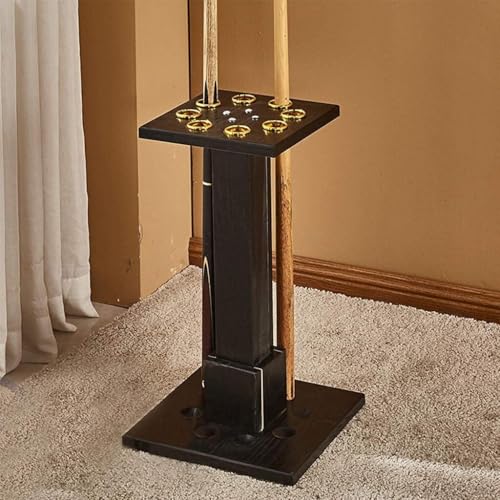 Deluxe Wooden Pool Cue Rack with Protection Ring - Holds 8/16 Cues, Billiard Cue Holder for Home Bar & Living Room, Stylish Storage Stand (Black/White)