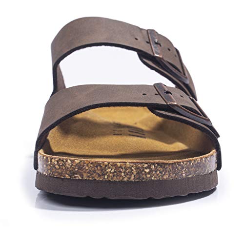 FITORY Mens Sandals, Arch Support Slides with Adjustable Buckle Straps and Cork Footbed Size 7-14.5