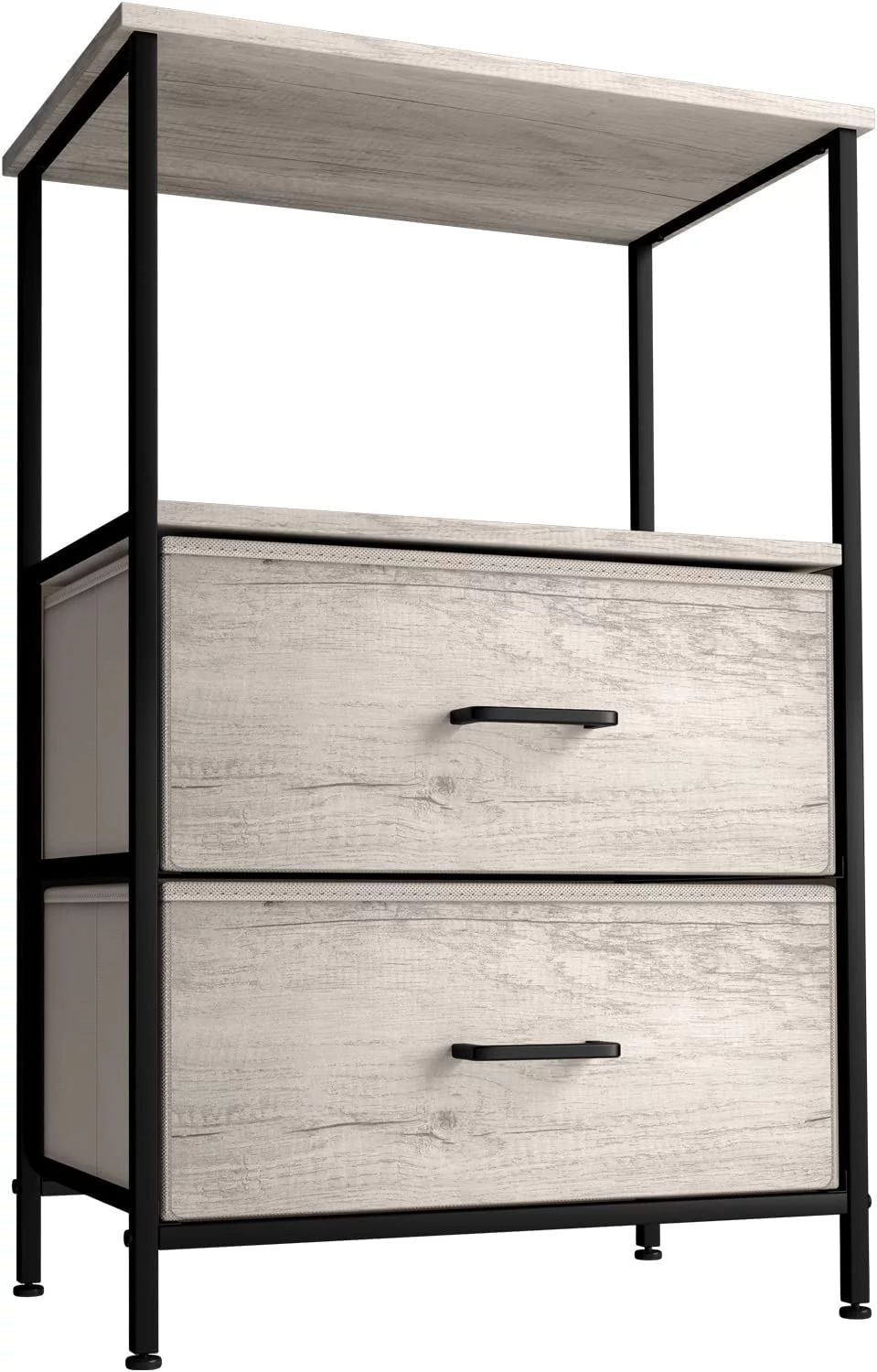 Sorbus Nightstand with 3 Drawers - Bedside Table with Steel Frame, Wood Top & Faux Wood Fabric - Side Table Stand for Lamp - Great for Bedroom, Dorm Room, Living Room, & Bathroom