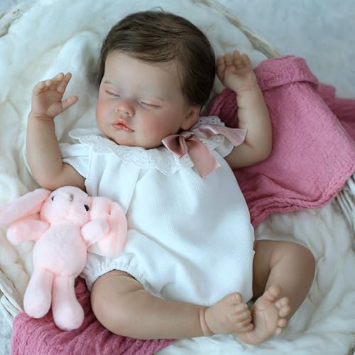 SCOM Lifelike Reborn Baby Dolls Loulou - 20 Cute Realistic Baby Girl, Weighted Full Vinyl Body Newborn Doll with Accessories for Ages 3+ | Premium Gift