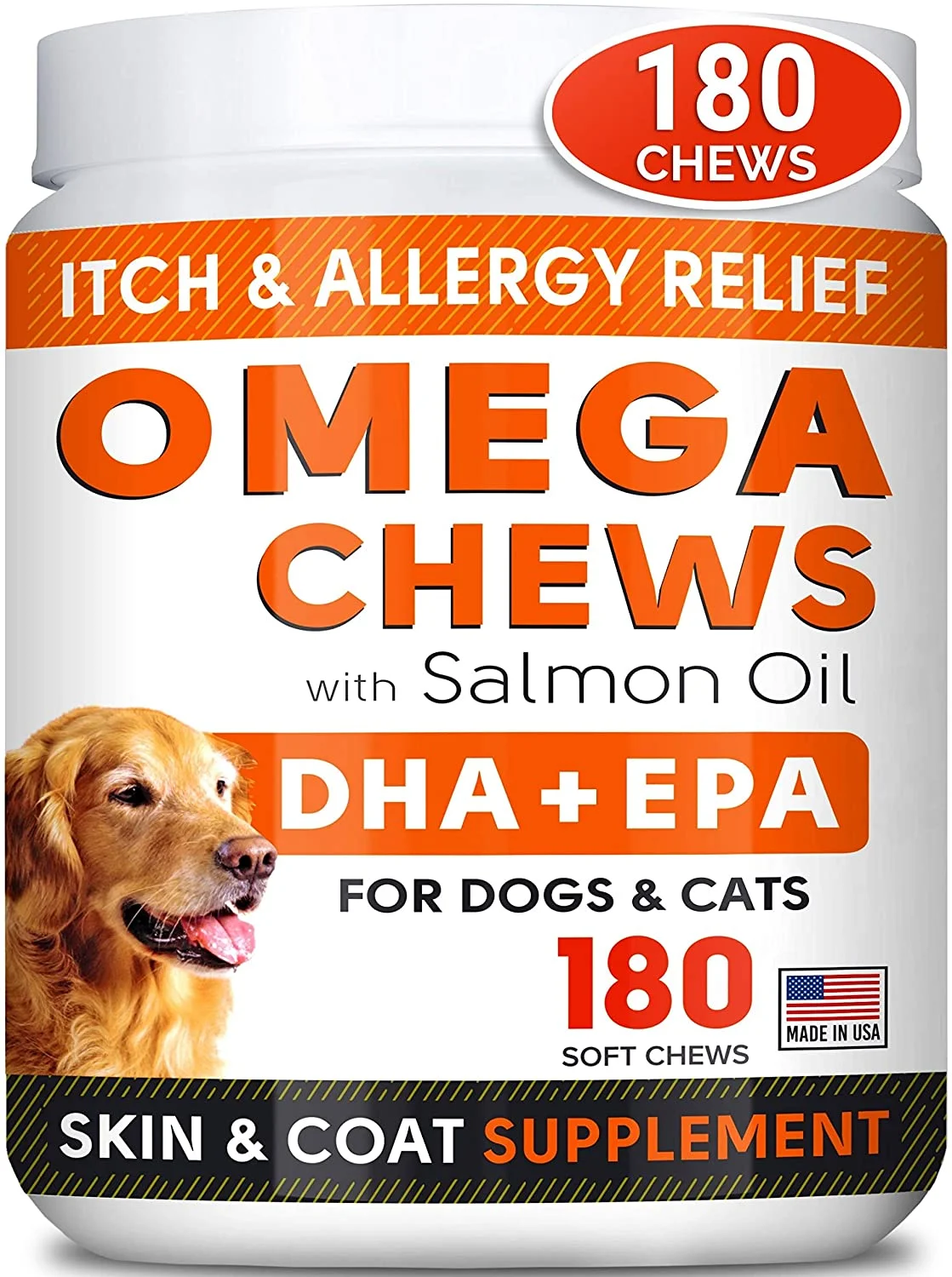 StrellaLab Fish Oil Omega 3 Treats for Dogs,180 Chews
