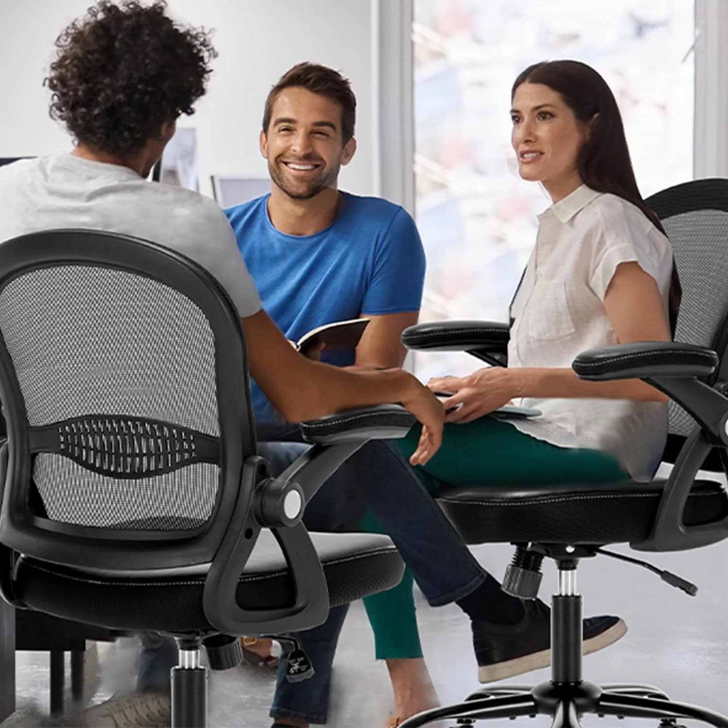 Office Chair Ergonomic Desk Chair Adjutable  Office Chair Mesh Office Chairs Swivel Computer Chair Flip-up Armrests Executive Task Chair Black