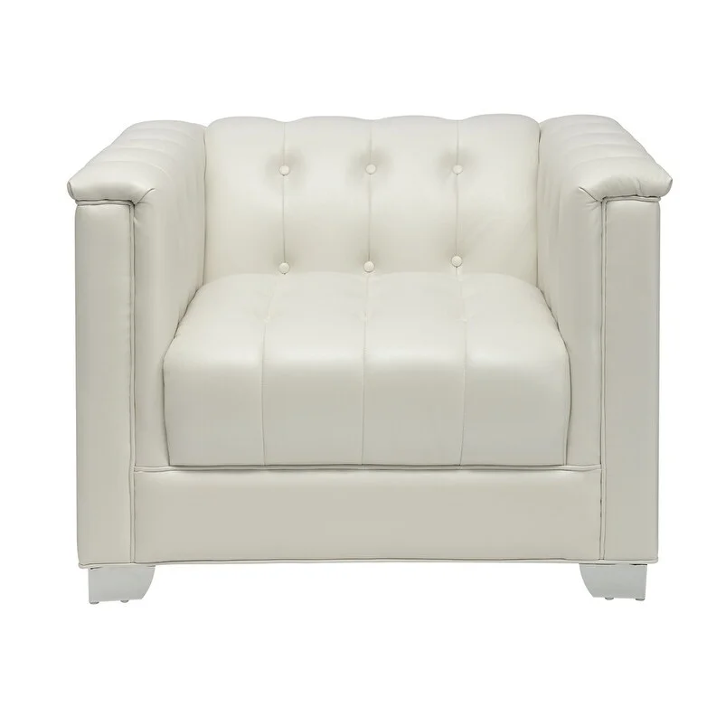 Chaviano 3-piece Upholstered Tufted Sofa Set Pearl White