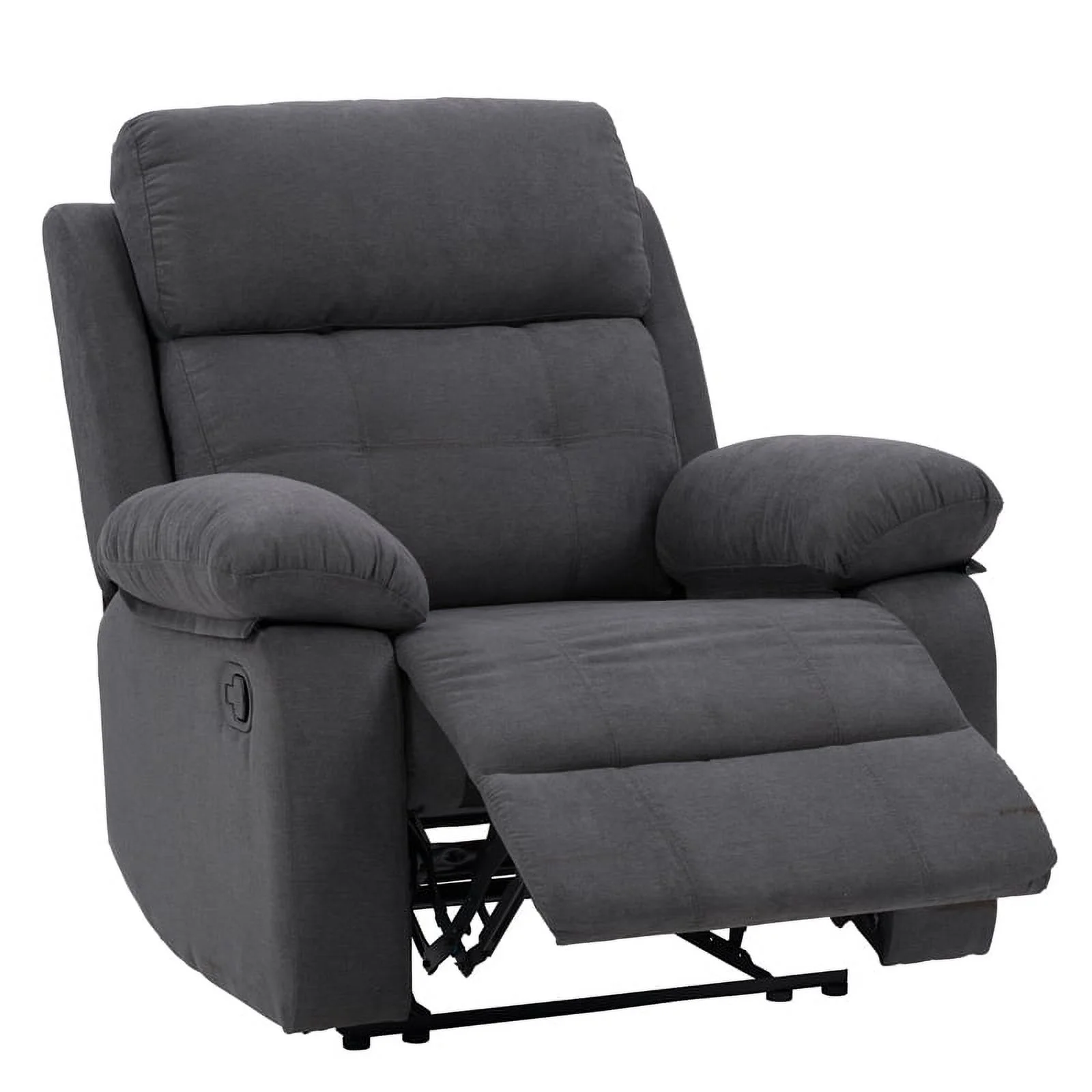 CorLiving Oren Manual Soft High Quality Fabric Recliner in Dark Gray