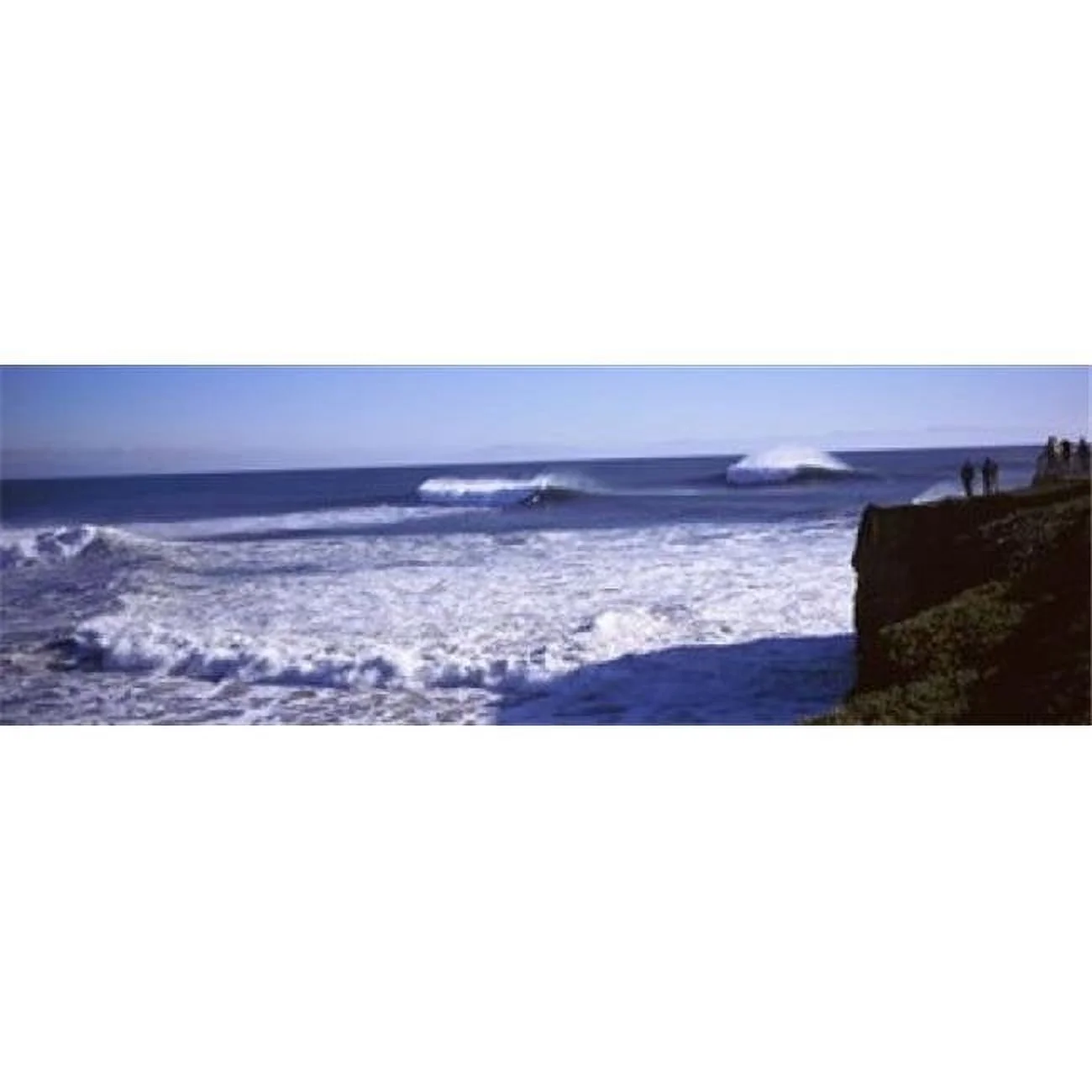 Panoramic Images  Tourist looking at waves in the sea Santa Cruz Santa Cruz County California USA Poster Print by Panoramic Images - 36 x 12