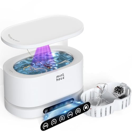 Minthouz Ultrasonic Cleaner with 5 Modes & 500ml Capacity 48kHz High-Frequency Cleaning for Jewelry, Ring, Watches, Glasses, Retainers Silver Jewelry Cleaner Machine Household Use