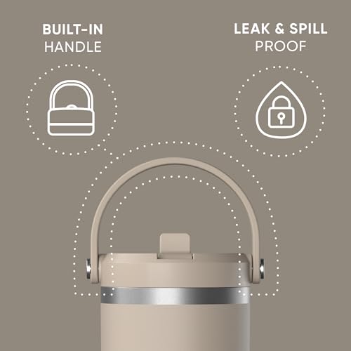 Hydrapeak Nomad 24 oz Tumbler with Handle and Straw Lid, Leakproof, Double Insulated, 24oz Cup Stainless Steel (Blush)