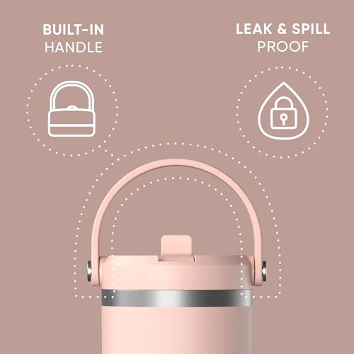 Hydrapeak Nomad 24 oz Tumbler with Handle and Straw Lid, Leakproof, Double Insulated, 24oz Cup Stainless Steel (Blush)