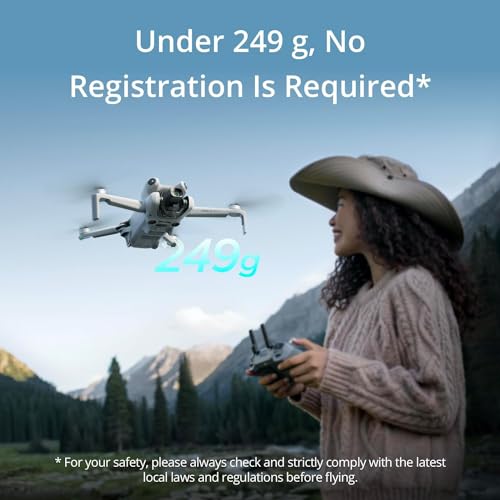 DJI Mini 4 Pro Folding Drone with RC 2 Remote (With Screen) Fly More Combo, 4K HDR Video Camera for Adults, Under 249g, Omnidirectional Sensing, 3 Batteries Bundle with Deco Gear Accessories