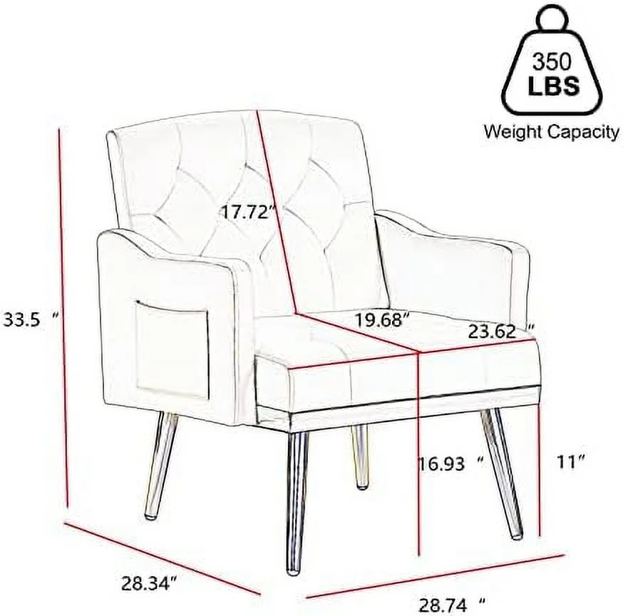 YZboomLife Upholstered Velvet Accent Chair  Modern Armchair Single Sofa Arm Chair with Golden Metal Legs  Tufted Lounge Reading Chair for Living Room  Bedroom  Office  Pink