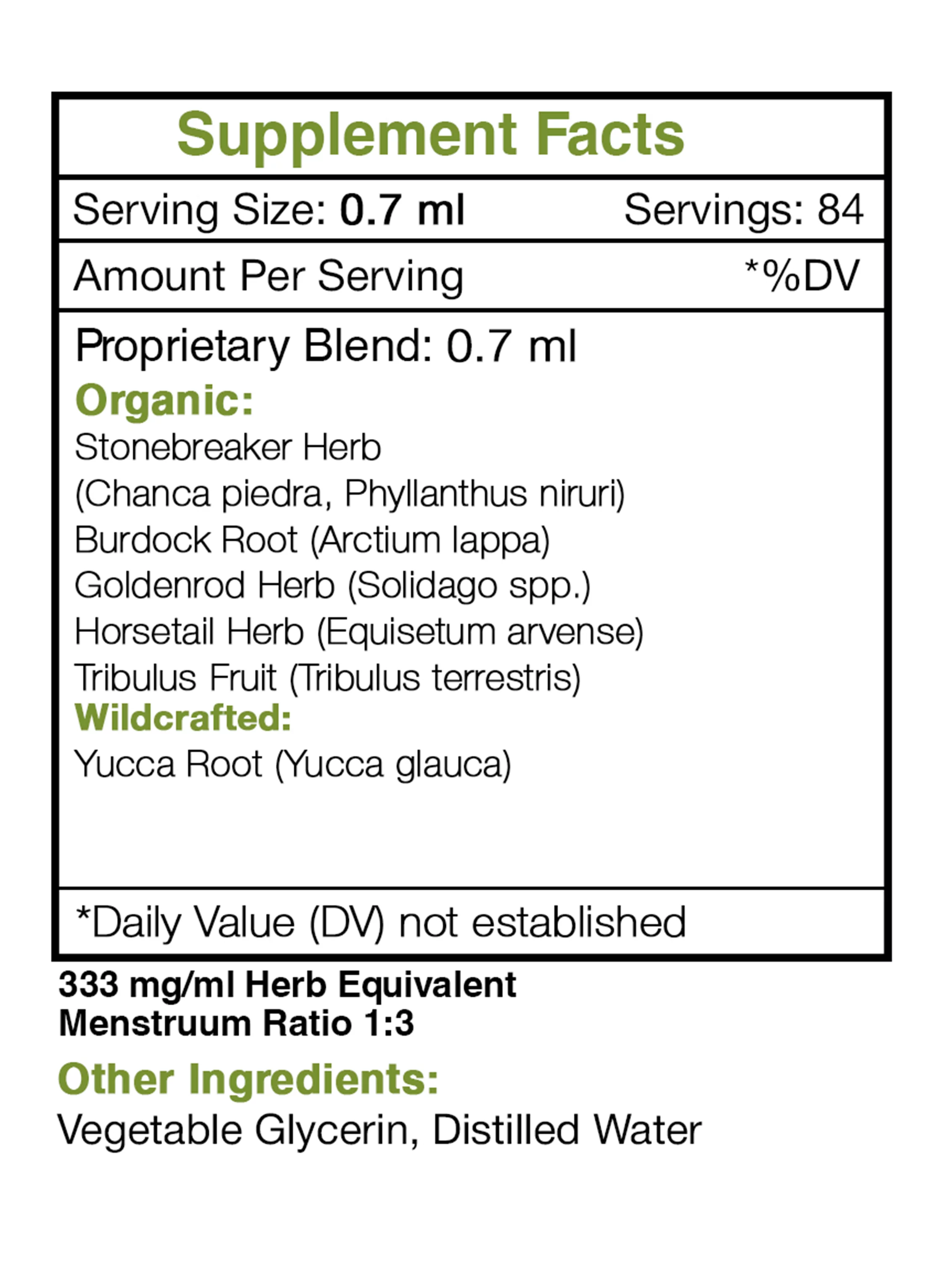 Stone Breaker Blend Alcohol-FREE Extract, Tincture, Glycerite Stonebreaker, Burdock, Yucca, Goldenrod, Horsetail,Tribulus. Kidney Function Support 2 oz