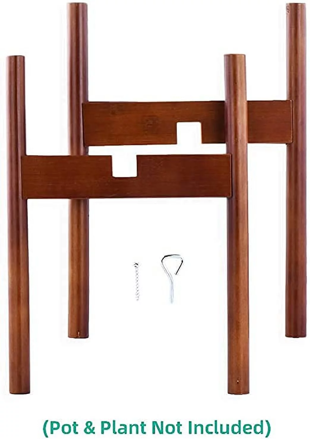 KESAIH Bamboo Plant Stand, 8'' to 12'' Adjustable Modern Flower Holder for Indoor and Outdoor Use Planter, Brown Color 1 Pack