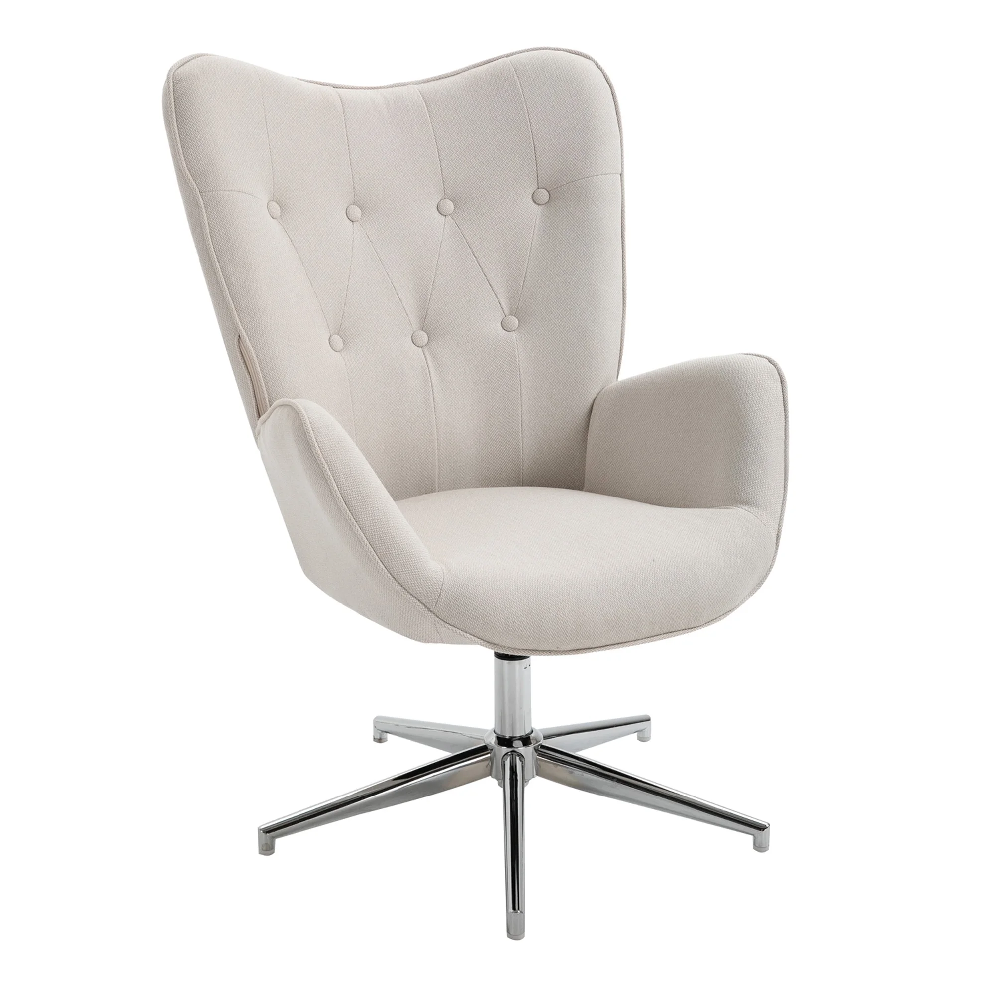 Homy Casa Mid-Century Leisure Accent Chair, Upholstery Armchair Beige