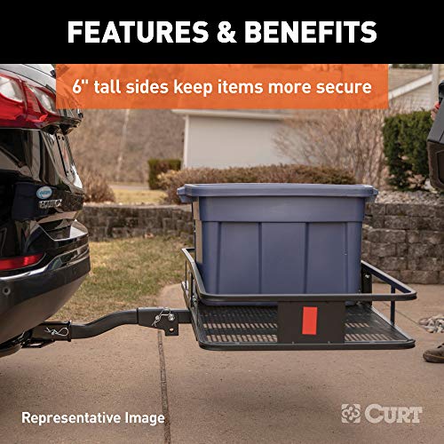 CURT 18152 60 x 24-Inch Basket Hitch Cargo Carrier, 500 lbs Capacity, Black Steel, 2-in Fixed Shank