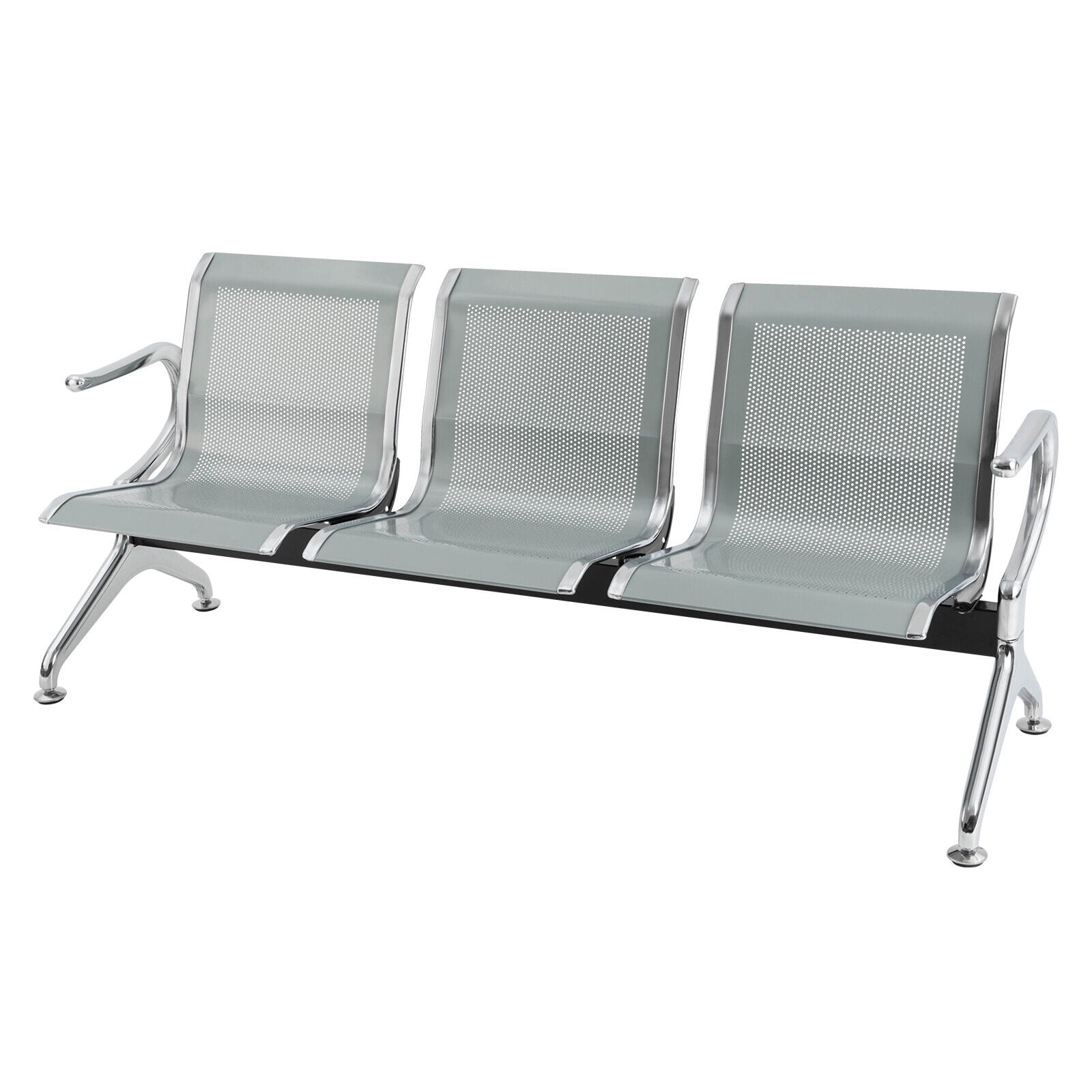 Wuzstar 3 Seats Waiting Room Chair Bench Guest Reception Chairs Bench Silver Office Chair for Airport, Bank, School, Hospital