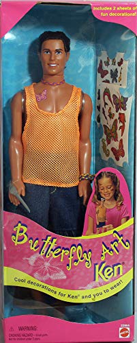 1998 - Mattel - Friends of Barbie - Butterfly Art Ken Doll - 12 Inches Tall - 2 Sheets of Decorations - Includes Jeans Shorts / Sunglasses / Tank Top / Necklace - New - Out of Production - Limited Edition - Collectible