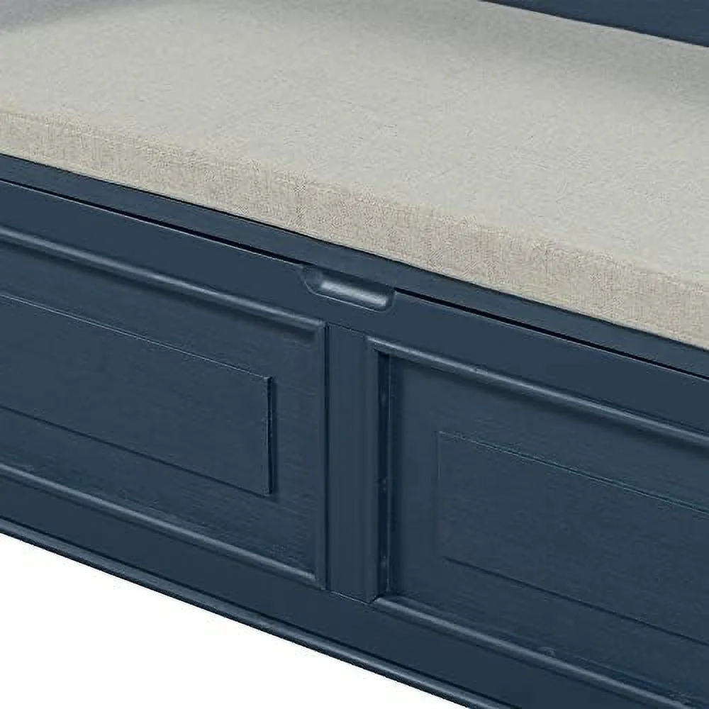 HJZUINIUNIU Rustic Entry  Bench with Hidden Compartments and Removable Cushion  Wooden Entryway Hallway Foyer Shoe Bench Bedroom End of Bed Bench  250lbs Weight Capacity (Antique Navy)