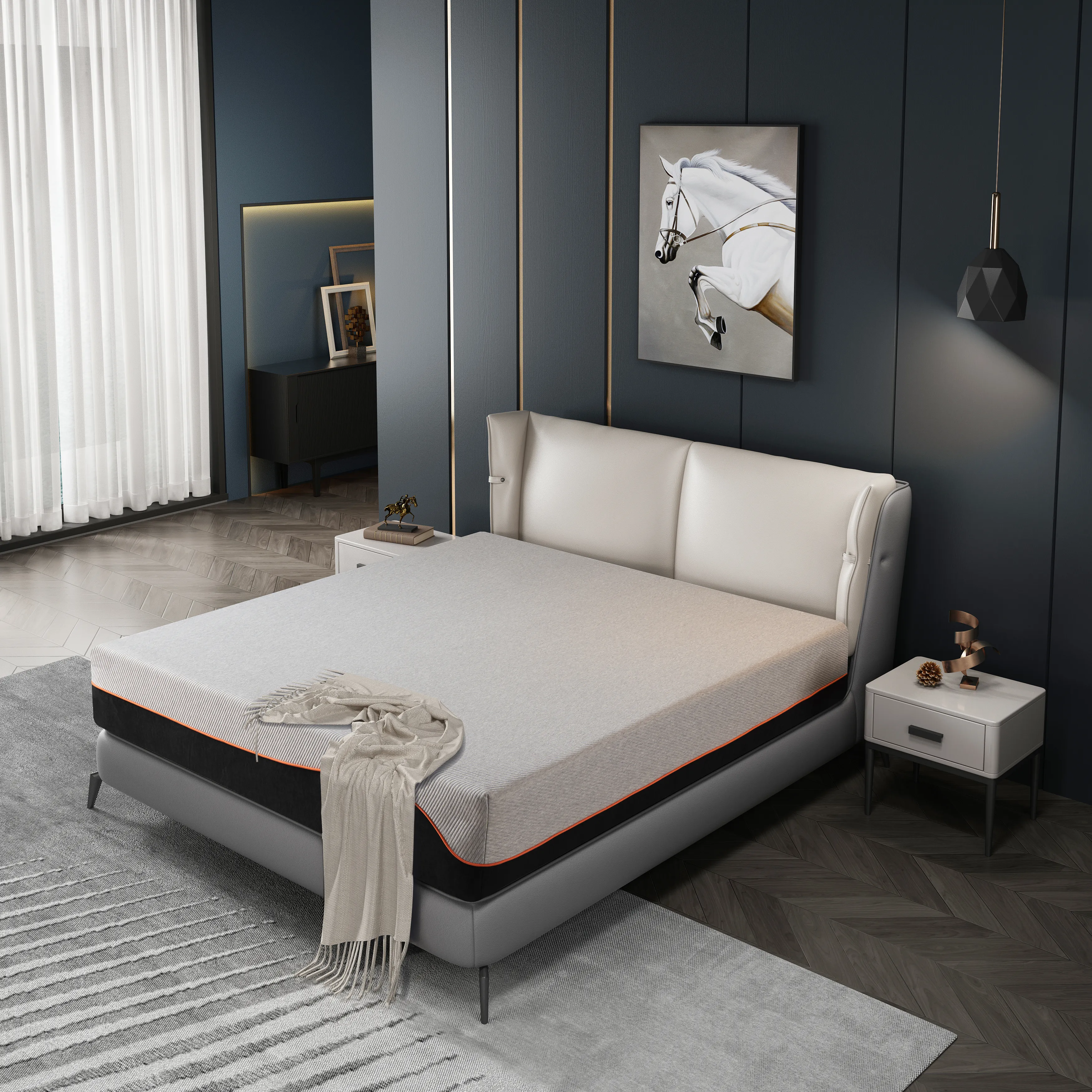 Xizz 12 inch Hybrid Mattress in a Box Medium-Firm King Mattress with Gel Memory Foam for Pressure Relief