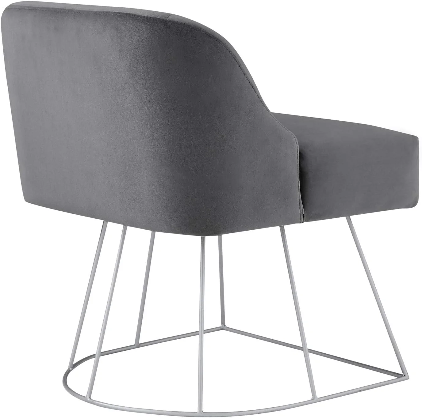 Odile Velvet Vanity Stool With Silver Base , Grey