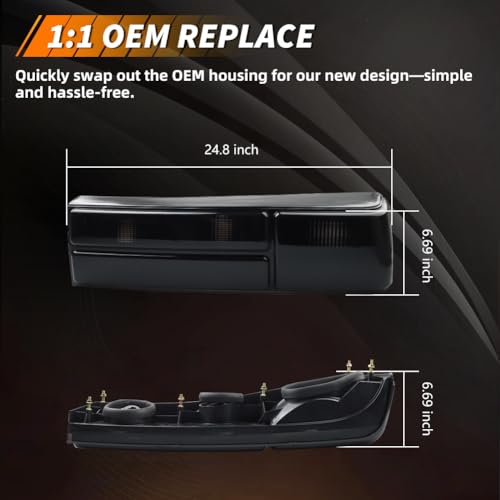 Tail Light Compatible with Fo-rd Mus-tang 1987-1993, [DOT] [Waterproof] Brake Rear Lamp with Housing (Left + Right), Replace OEM #‎E7ZZ-13404-A, E7ZZ-13405-A, FO2801168, FO2800168, Smoked Lens