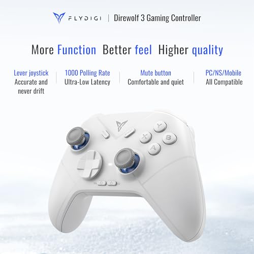 FLYDIGI Direwolf 3 Wireless PC Controller, Hall Effect Joysticks Triggers,1000 Hz Polling Rate, Multi-Platform Gaming Controller, Windows PC/Switch/Switch2/Android/Laptop