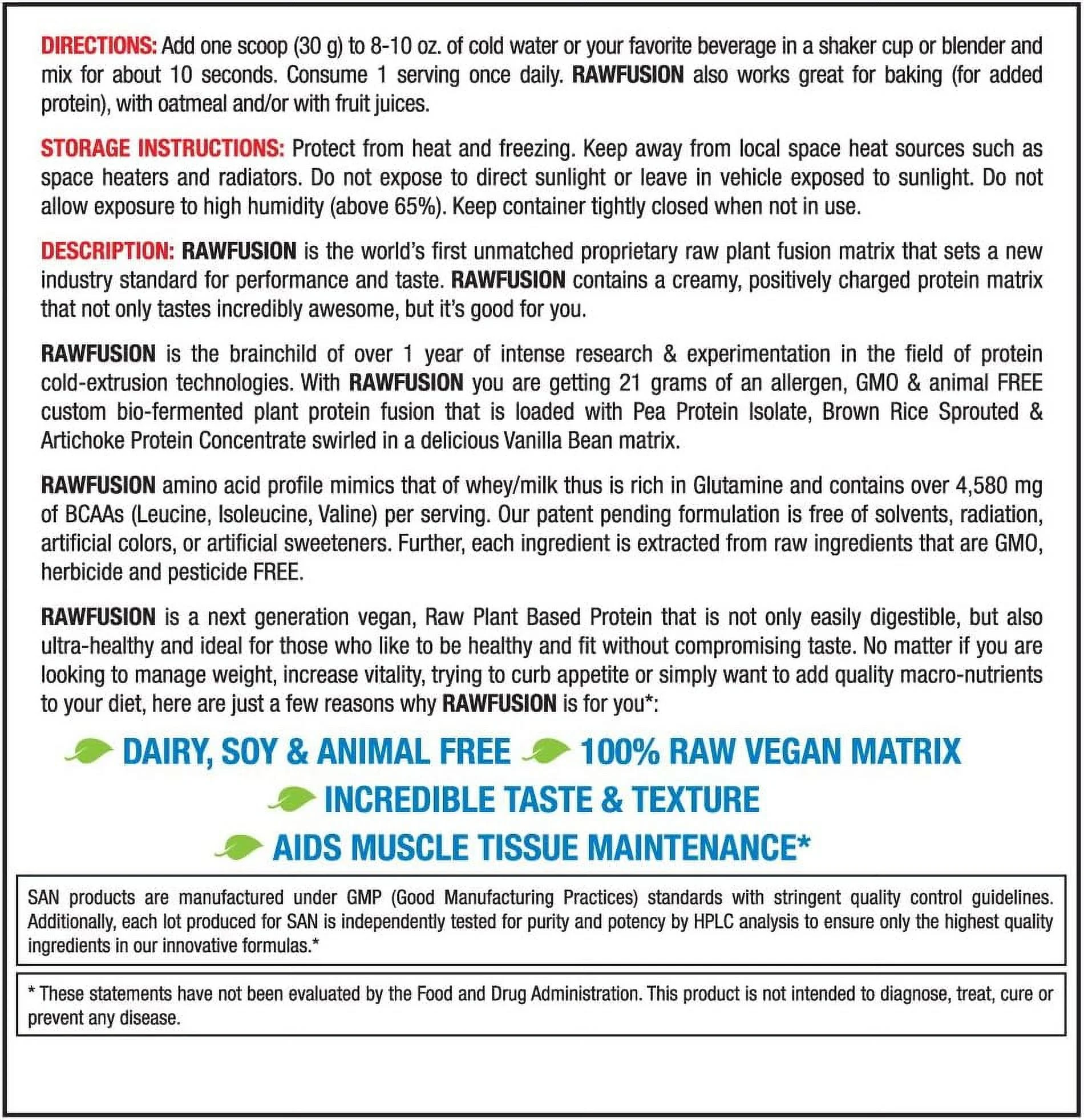 Rawfusion Plant Base Protein Fusion™ Vanilla Bean - 15 Servings