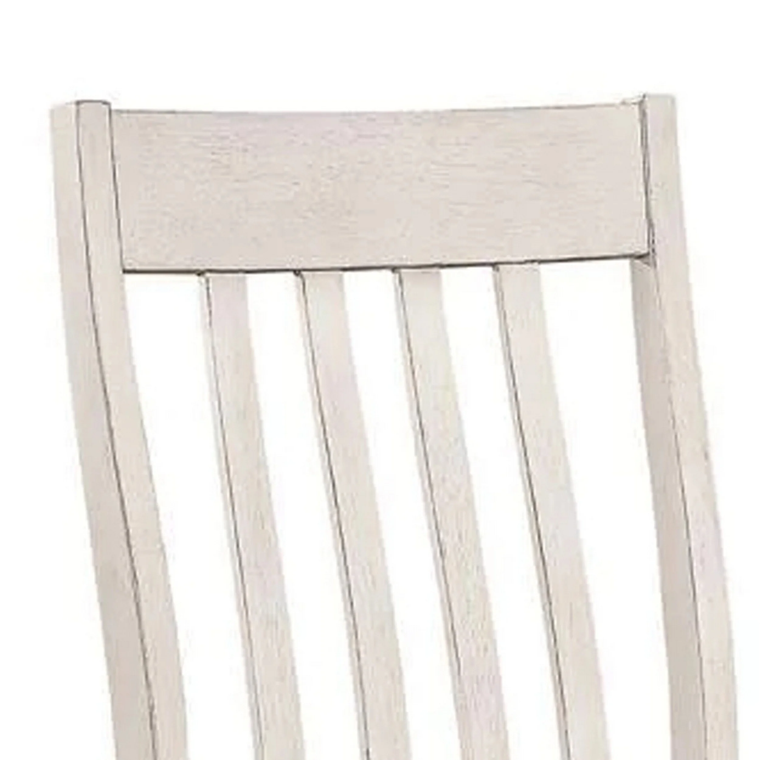 18 Inch Dining Chair, Set of 2, Slatted Back, Antique White Wood Frame