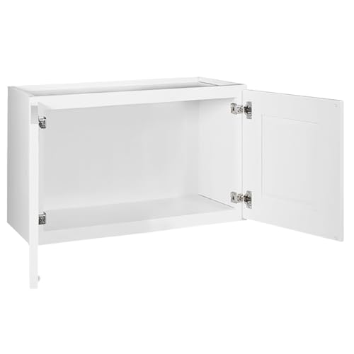 Brookings Shaker Unassembled Bridge Wall Kitchen Cabinet W3018, 30 W x 12 D x 18 H, Painted White with Sherwin Williams®, Solid Wood – Design House, 561662