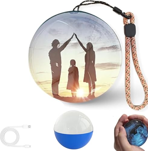 Keyrose 2025 New Memory Orb Ball, Personalized 3D Memory Sphere Ultrasound Lamp, 21in Led Crystal Ball Video Player, Uploadable Videos & Photos, Gift for Anniversary, Birthday, Christmas Black