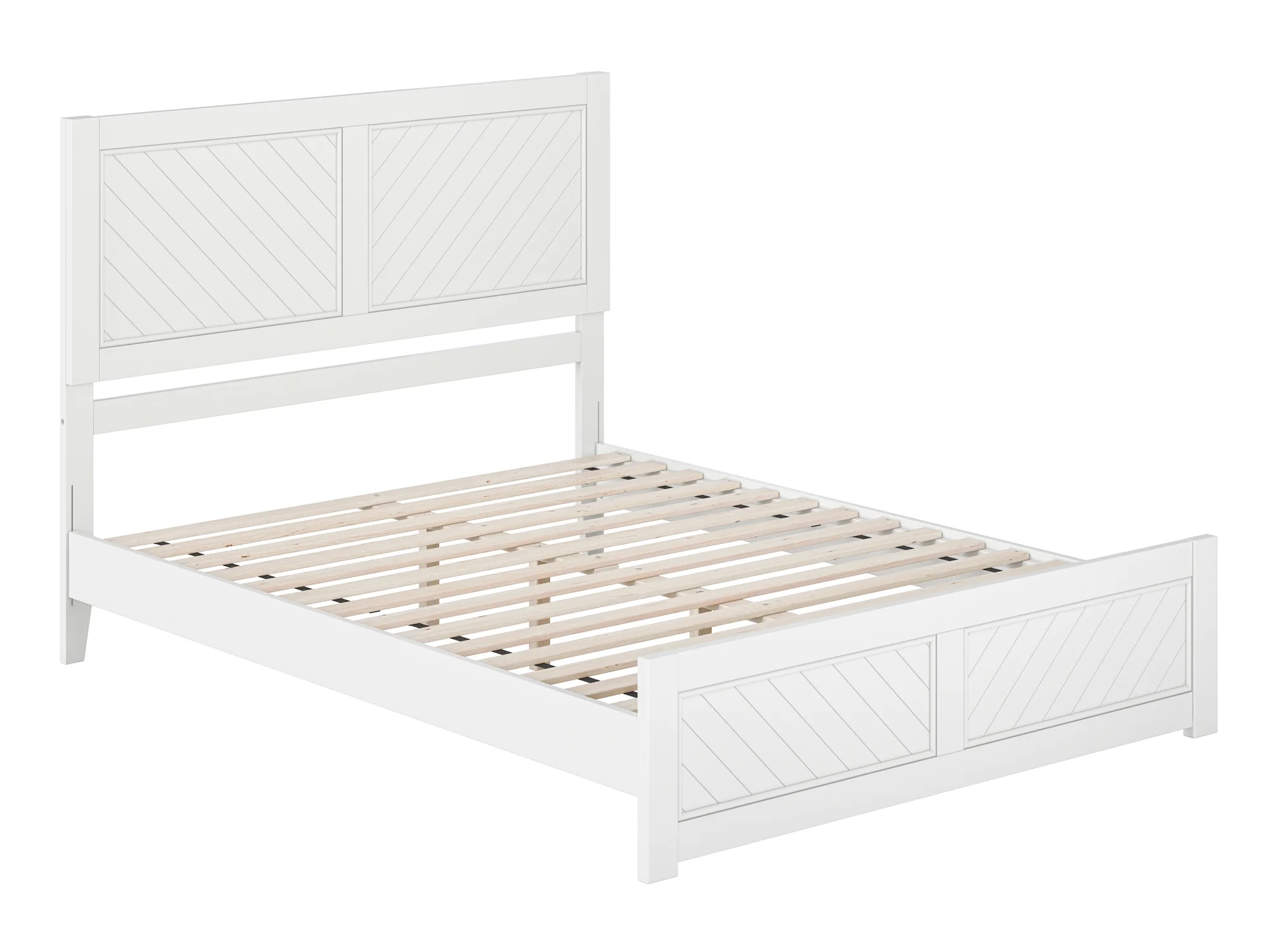 AFI Berkshire Queen Solid Wood Low Profile Platform Bed with Matching Footboard, White