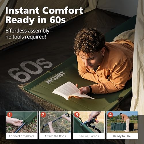 Ultralight Camping Cot for Adults - Portable Folding Camping Bed, Supports 350 lbs - Lightweight for Travel, Camping, Hiking, Backpacking, Mountaineering, Black